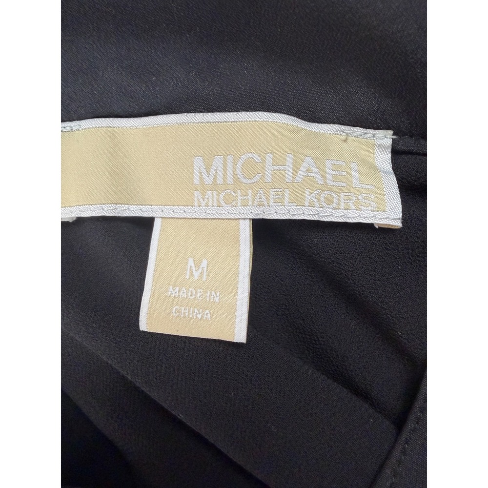 Michael Kors Womens Medium Black Pleated Gold Grommet Sleeveless Blouse Top - Picture 6 of 11
